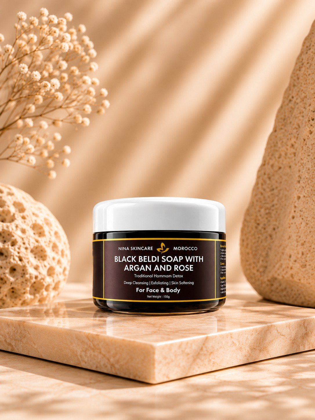 Black Beldi Soap with Argan & Rose